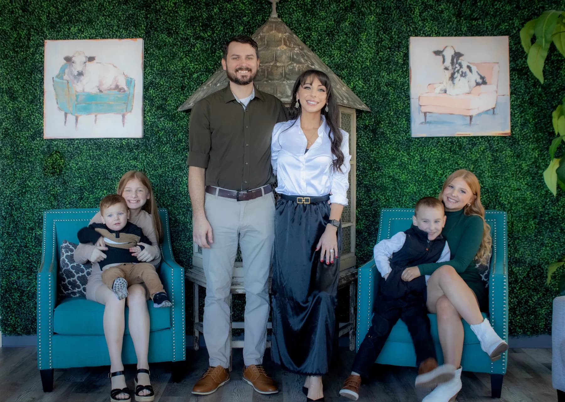Owners Aaron and Tori with their family at Spa O2